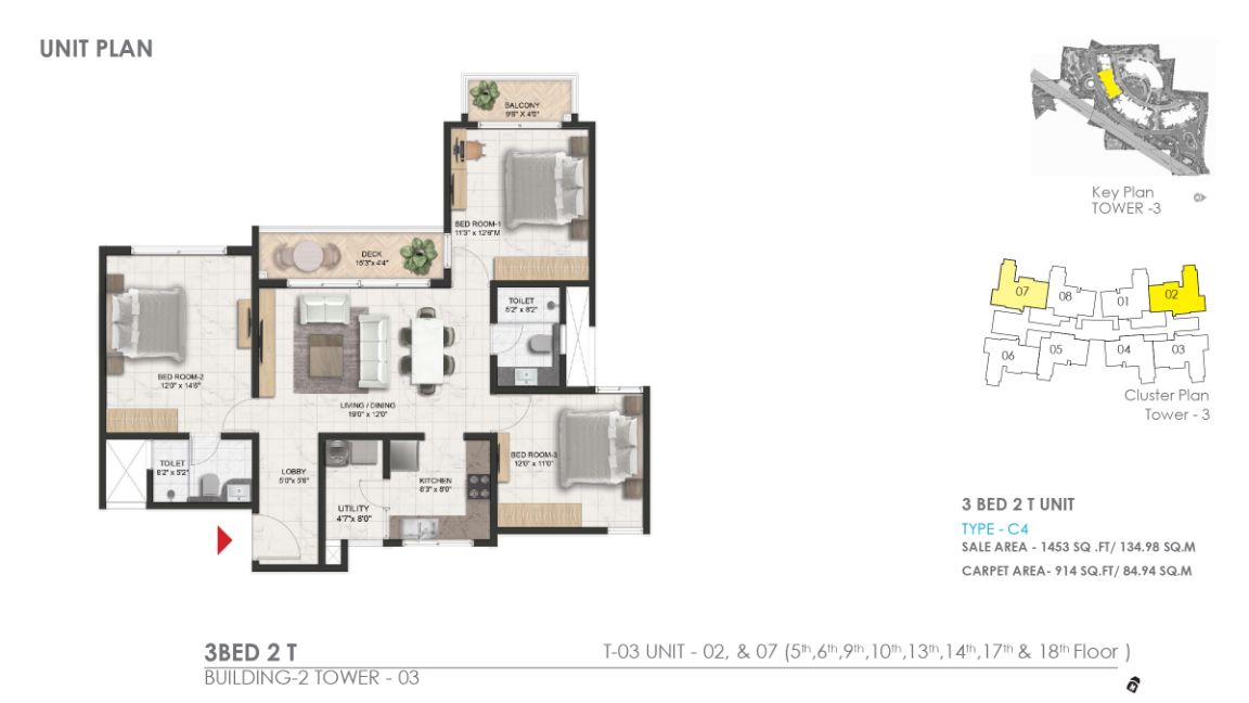 Prestige Serenity Shores 3 BHK Floor Plan